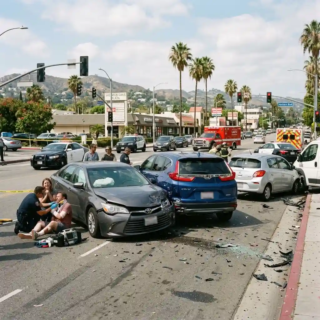 Auto accident damage in Sherman Oaks