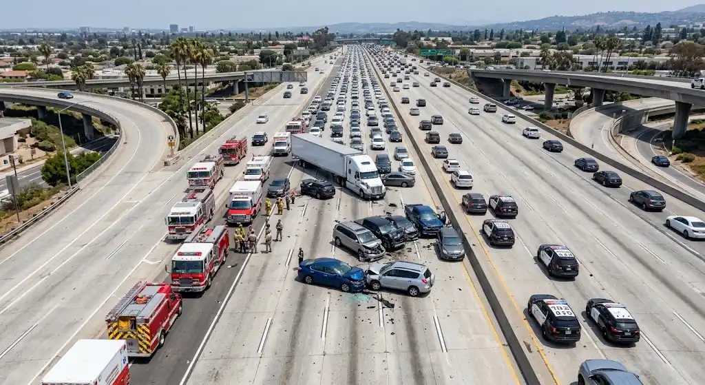 Auto accident in Sherman Oaks involving serious vehicle damage