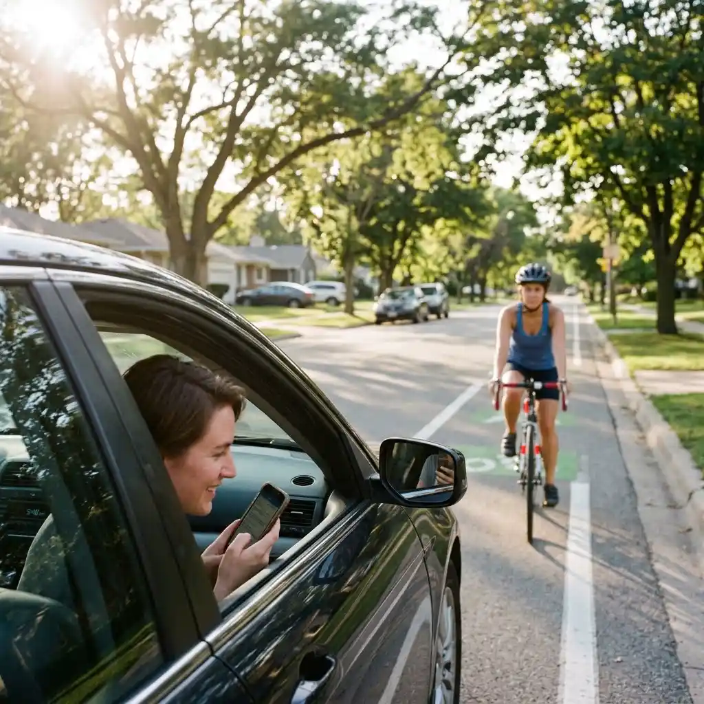 Distracted driver creating a bicycle accident risk in Sherman Oaks