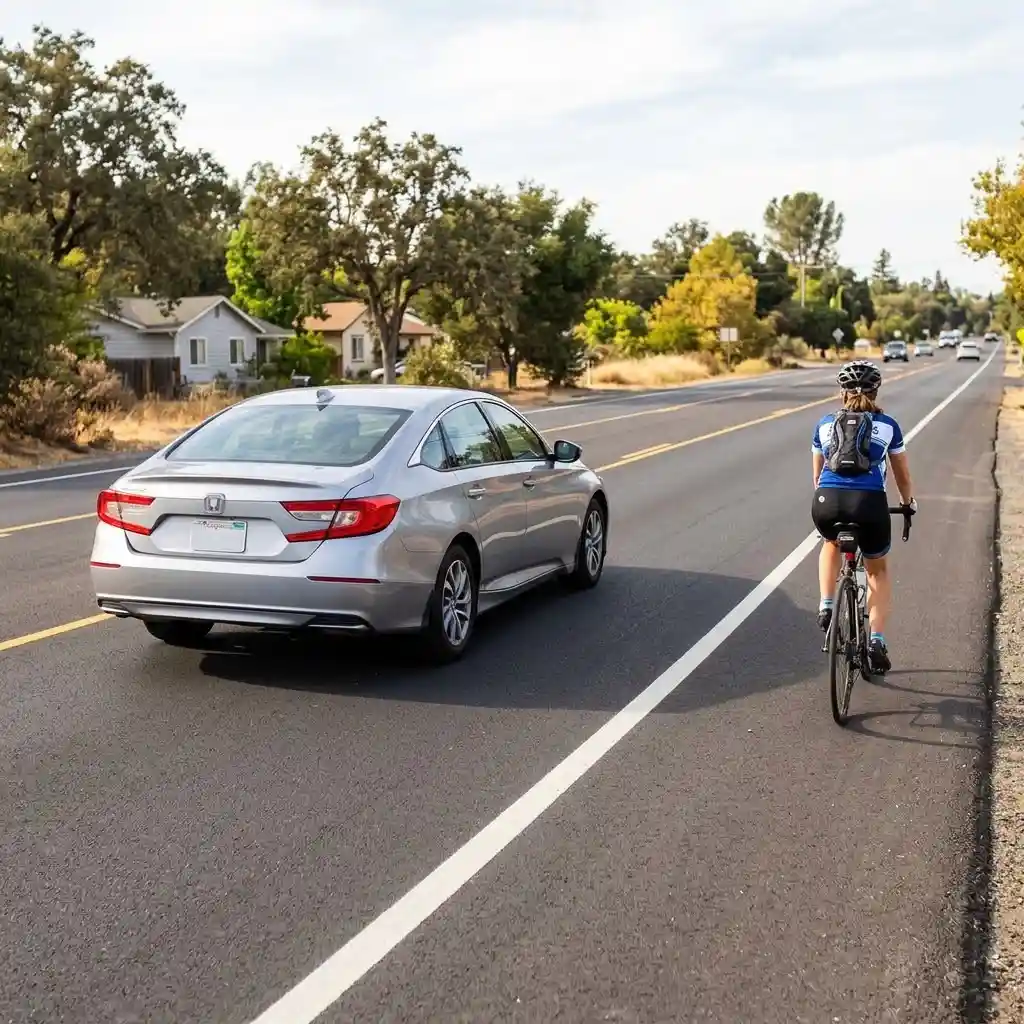Driver giving a cyclist three feet of passing space in California